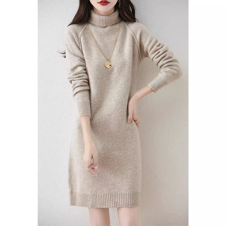 Damen Strickkleid mit hohem Kragen und weichem Material Drune