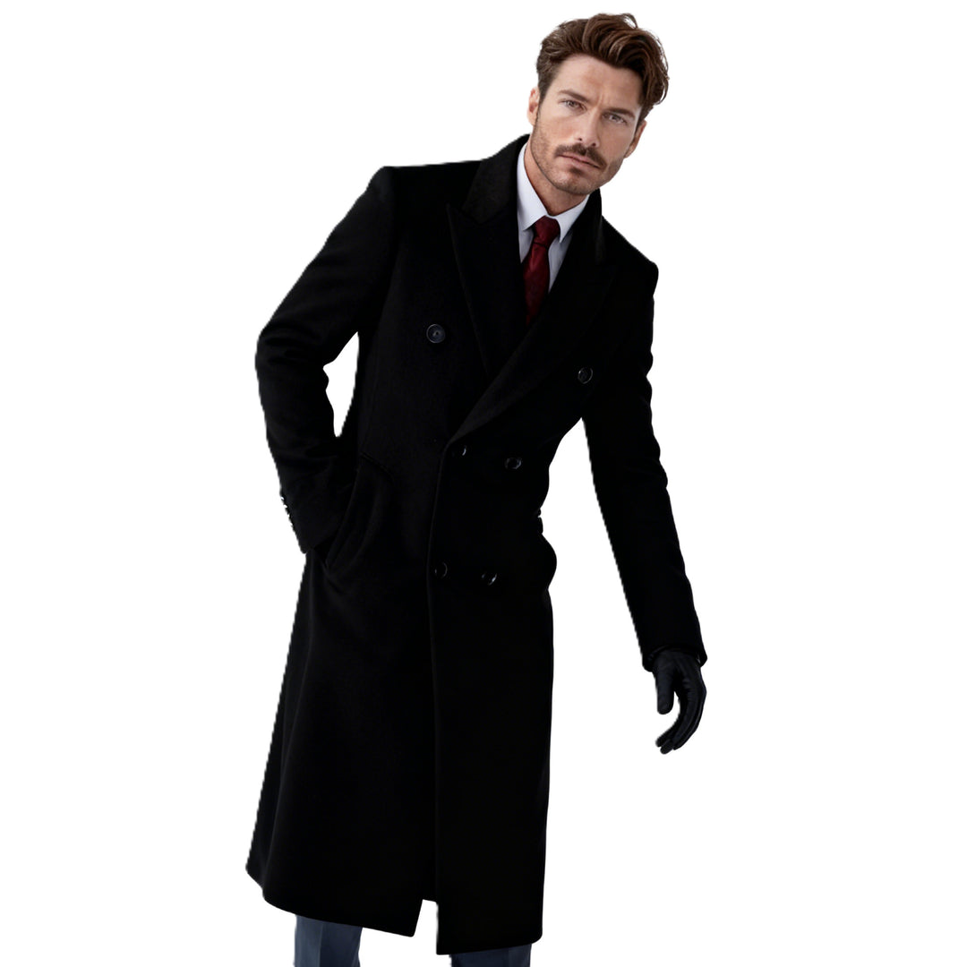 Herren Doppelreihiger City Mantel aus Wollmix mit taillierter Silhouette Drune