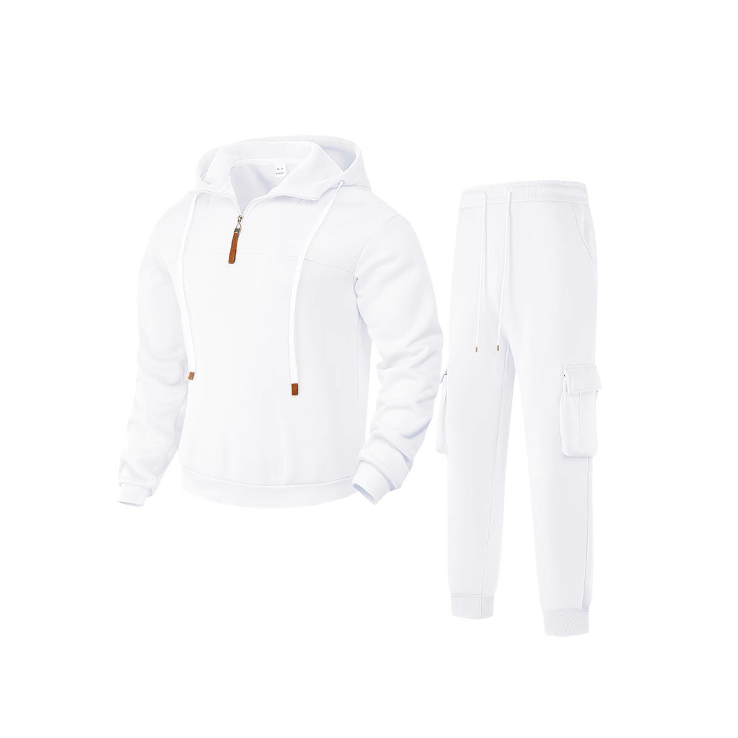 Herren nan zweiteiliges Sweatset mit Kapuze elastischem Bund und aufgesetzten Cargotaschen Drune
