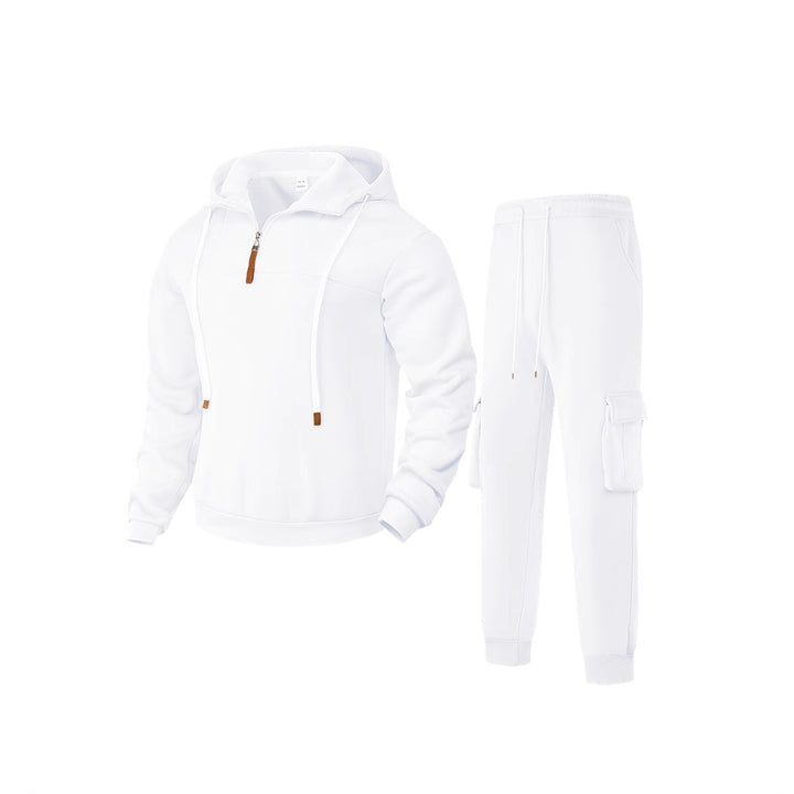 Herren nan zweiteiliges Sweatset mit Kapuze elastischem Bund und aufgesetzten Cargotaschen Drune