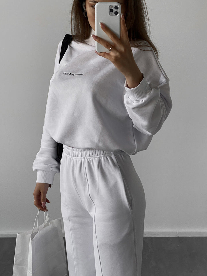 Damen Oversize-Lounge-Set mit Stehkragen und elastischer High-Waist-Jogginghose Drune