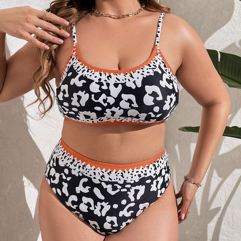 Damen Hochtaillierter Bikini mit animalischem Muster und sportlichem Design Drune
