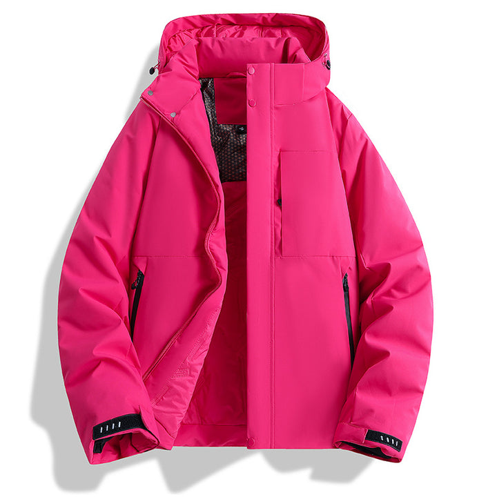 Damen wattierte Kapuzen-Outdoorjacke mit winddichter Membran und isolierendem Thermofutter Drune