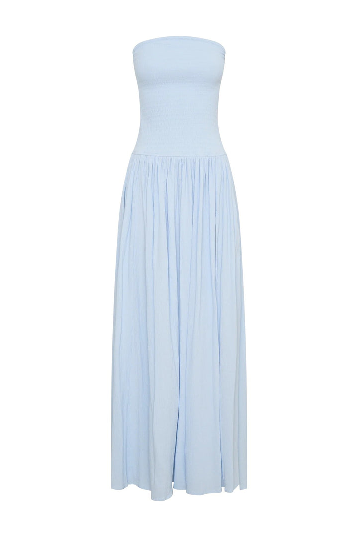 Damen Maxi-Kleid mit elastischem Oberteil und fließendem Rock Drune