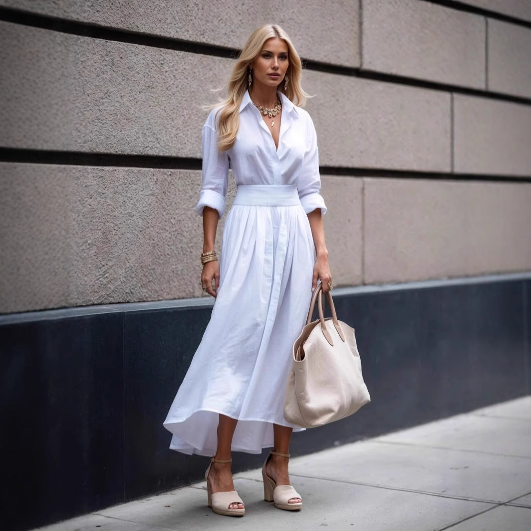 Damen Hemdkleid mit asymmetrischem Saum und tailliertem Schnitt Drune