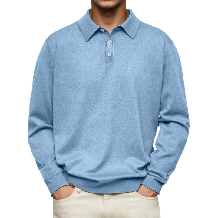 Herren Feinstrick-Poloshirt mit Knopfleiste und Rippbündchen Drune
