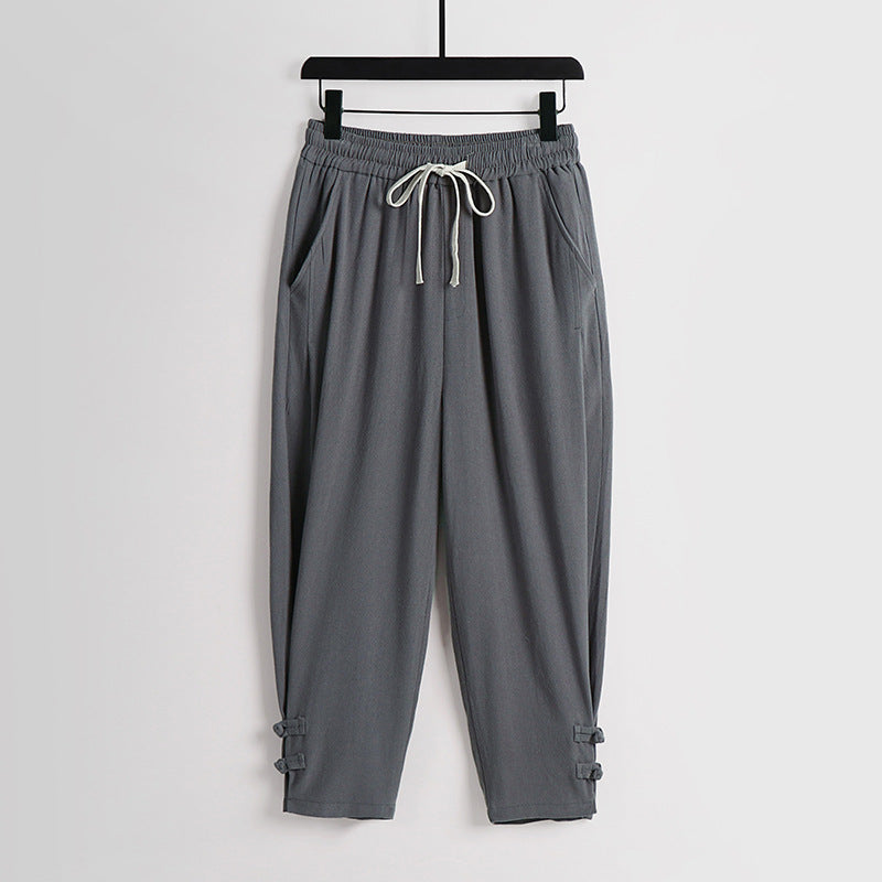Damen Freizeit-Jogginghose mit Tunnelzug und Zierknöpfen am Knöchel Drune