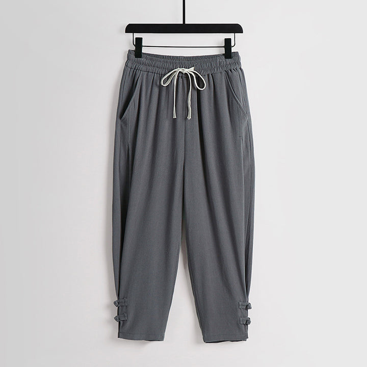 Damen Freizeit-Jogginghose mit Tunnelzug und Zierknöpfen am Knöchel Drune