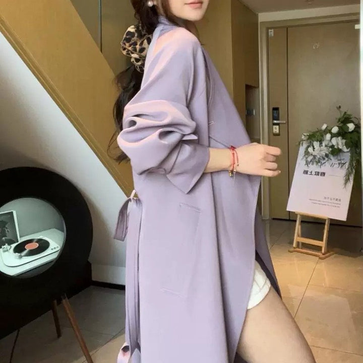 Damen Oversized Wickelmantel mit asymmetrischem Schnitt und verstellbaren Manschetten Drune