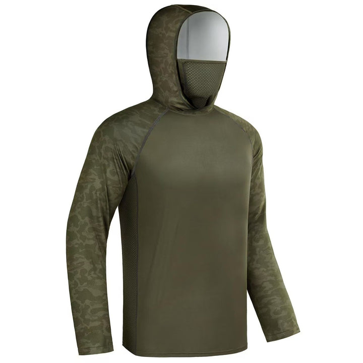 Herren Sportliches Funktionsshirt mit Kapuze und Gesichtsschutz