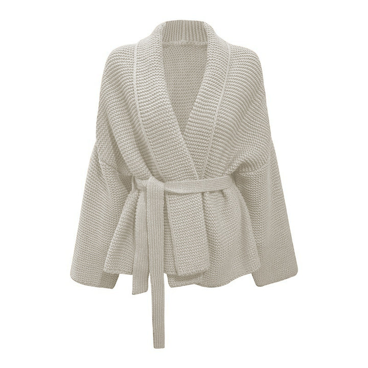 Damen Grobstrick Cardigan mit Gürtel und lockerem Schnitt Drune