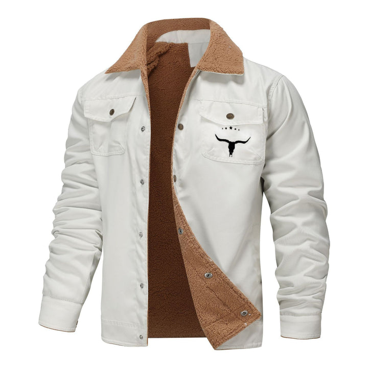 Herren gefütterte Sherpa-Canvas-Jacke mit Knopfleiste und Brusttaschen Drune