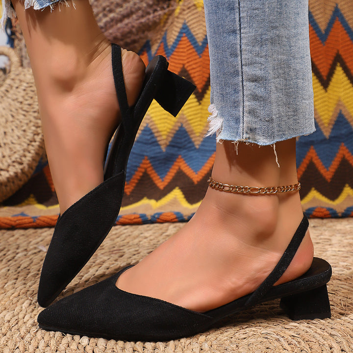 Damen Slingback Spitzen Einlage Ballerinas mit Blockabsatz Drune