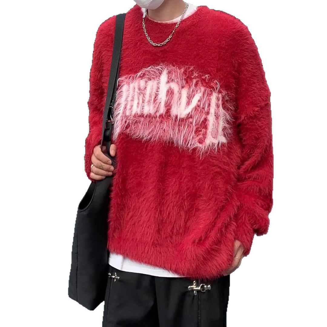 Herren Trendiger Oversized Pullover mit auffälligem Schriftzug Drune