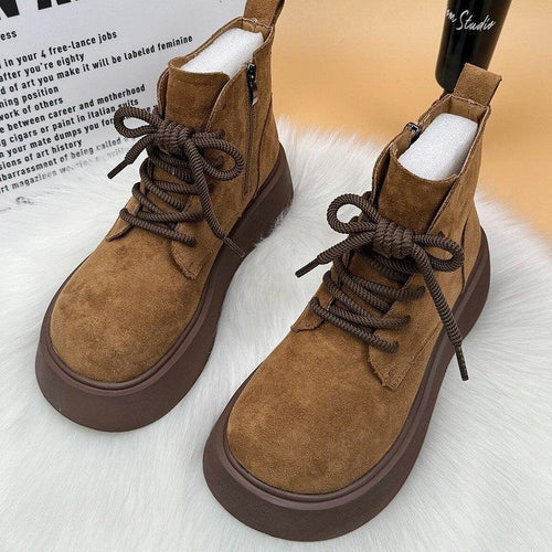 Damen Modische und bequeme Schnürstiefeletten Drune