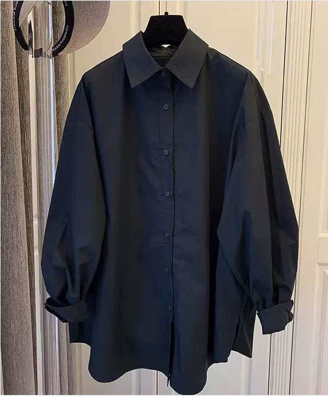 Damen Lässige Baumwollbluse mit Puffärmeln Drune