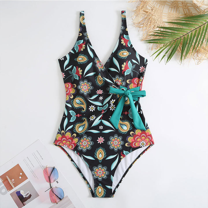 Damen Badeanzug mit floralem Wickelrock und femininem Design Drune