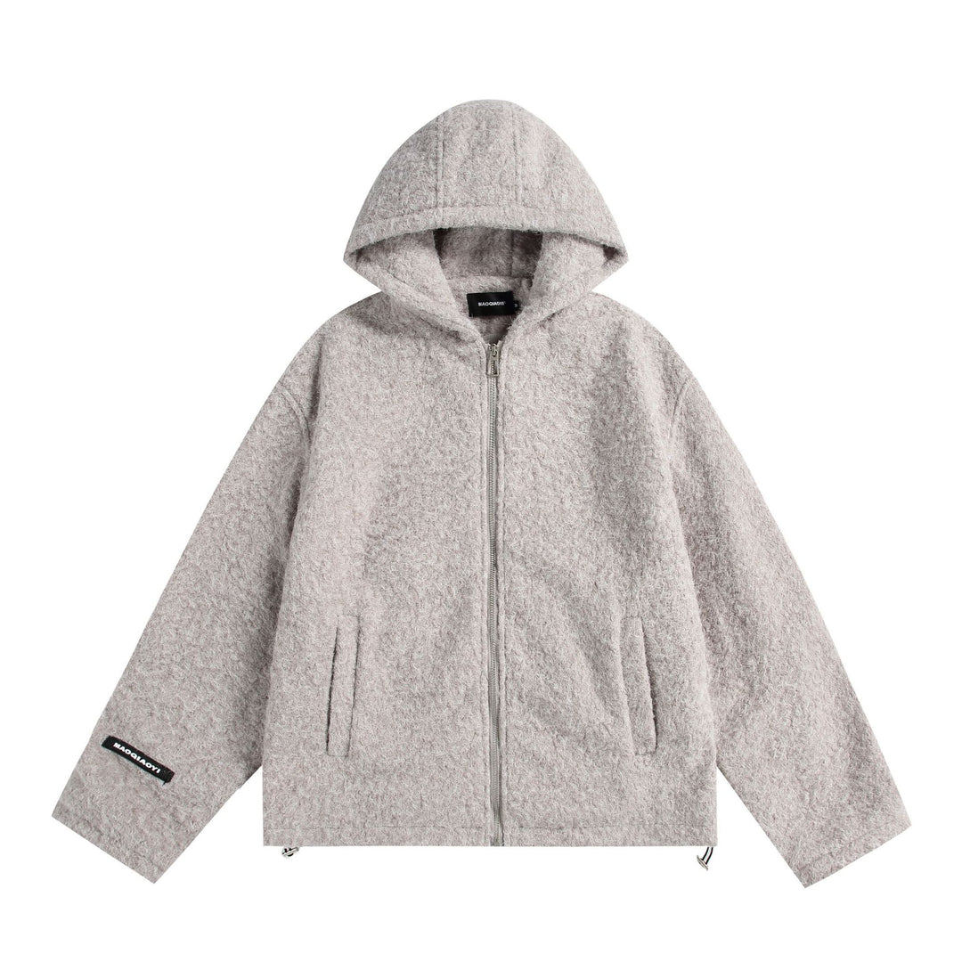 Damen Kapuzenblouson aus Wollmix mit voluminöser Struktur und Reißverschluss Drune