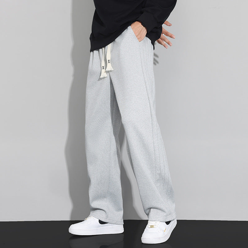 Herren Locker-weit geschnittene Lounge-Jogginghose mit Baumwoll-Fleece-Innenfutter und verstellbarem Kordelzug Drune