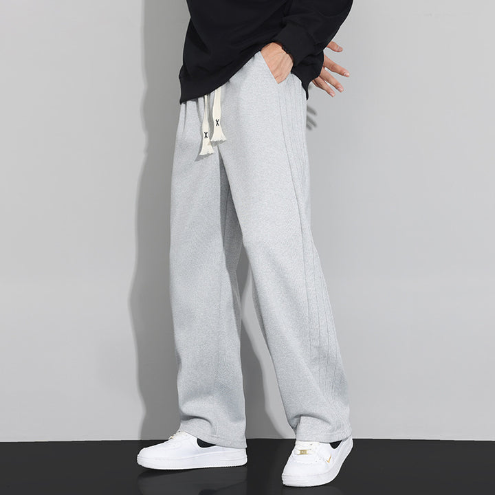 Herren Locker-weit geschnittene Lounge-Jogginghose mit Baumwoll-Fleece-Innenfutter und verstellbarem Kordelzug Drune
