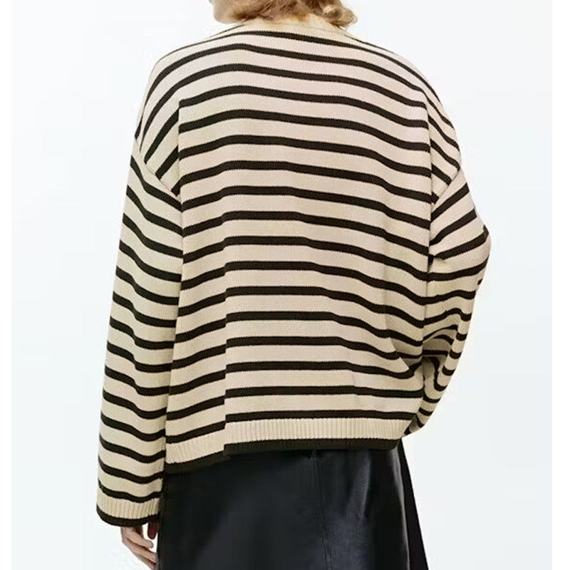 Damen Lässiger Pullover mit Streifen Drune