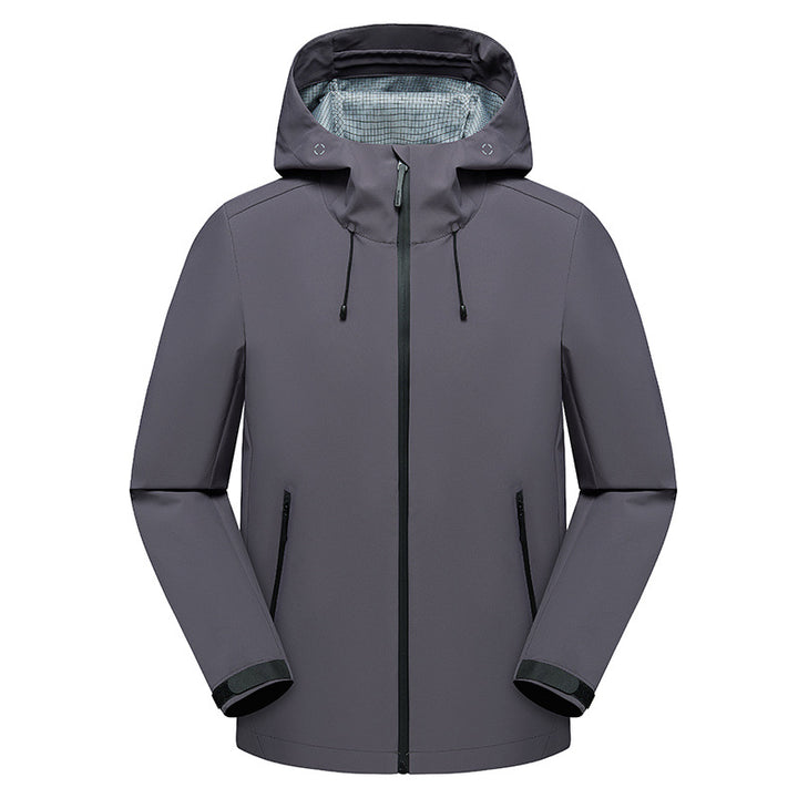 Herren Urbaner Softshell-Regenparka mit getapten Nähten, verstellbarer Kapuze und wasserdichtem Reißverschluss Drune