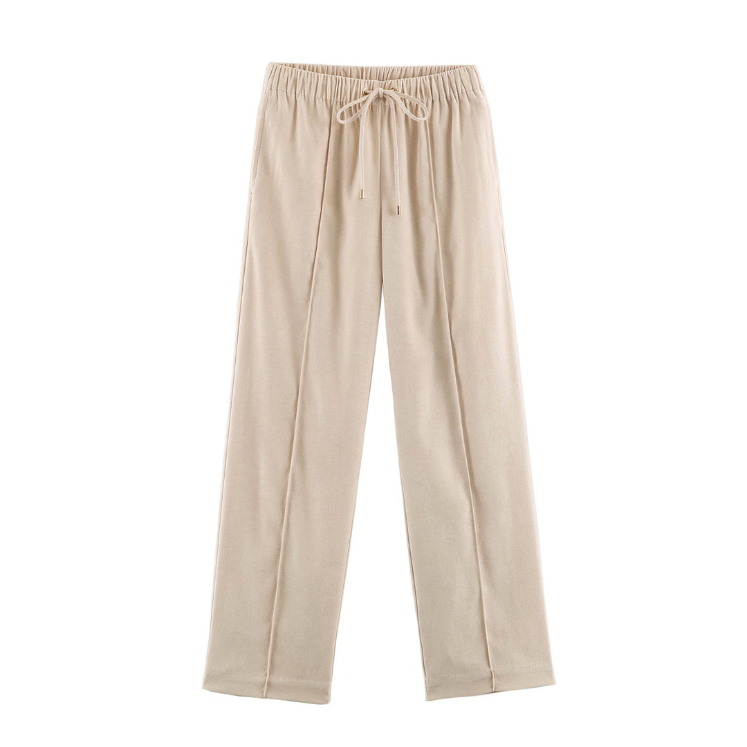 Damen Weite Velours‑Hose mit elastischem Tunnelzugbund und Bügelfalte Drune