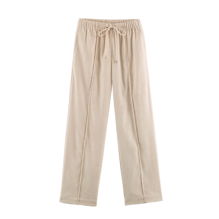 Damen Weite Velours‑Hose mit elastischem Tunnelzugbund und Bügelfalte Drune
