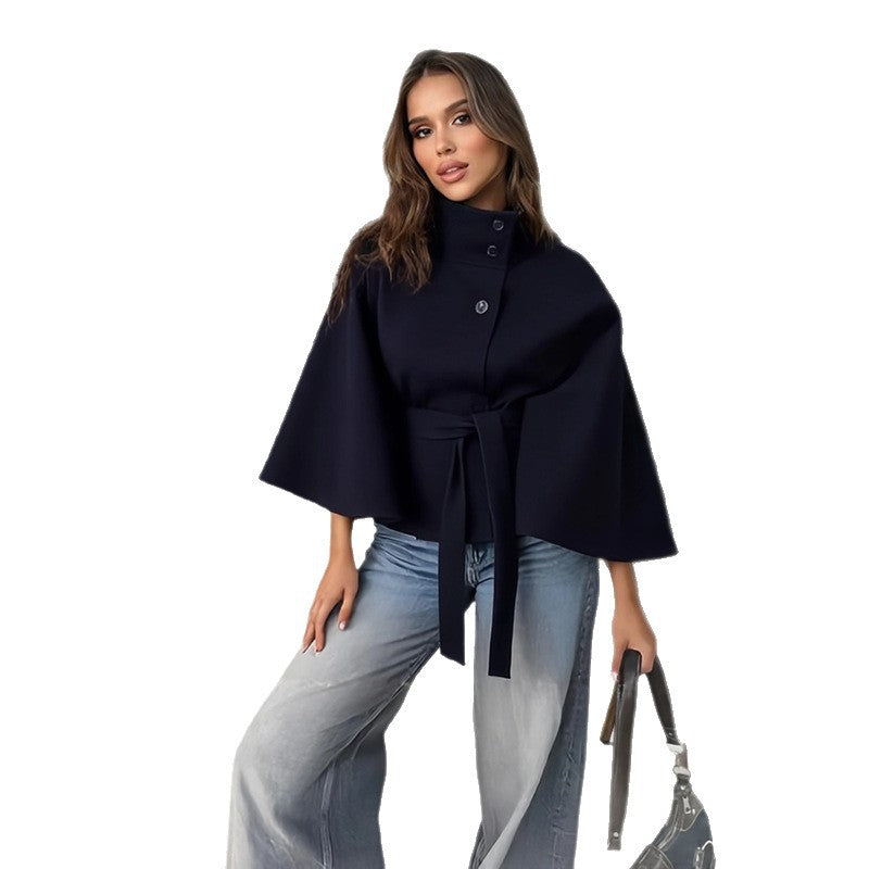 Damen elegante Wickeljacke mit Taillengürtel Drune