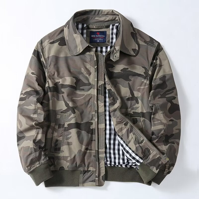Herren Modische Bomberjacke mit kariertem Innenfutter Drune