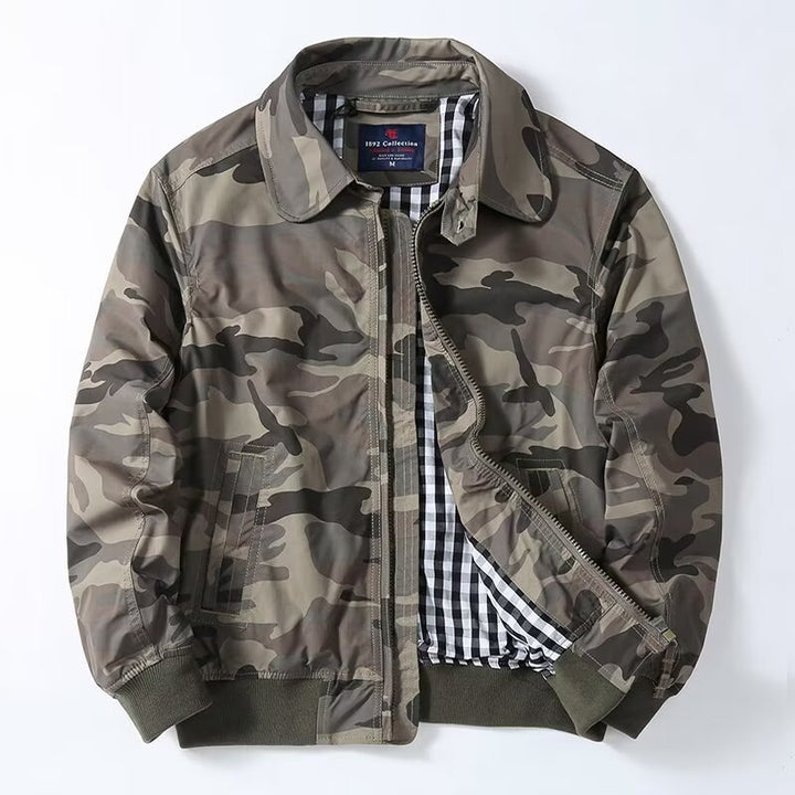 Herren Modische Bomberjacke mit kariertem Innenfutter Drune