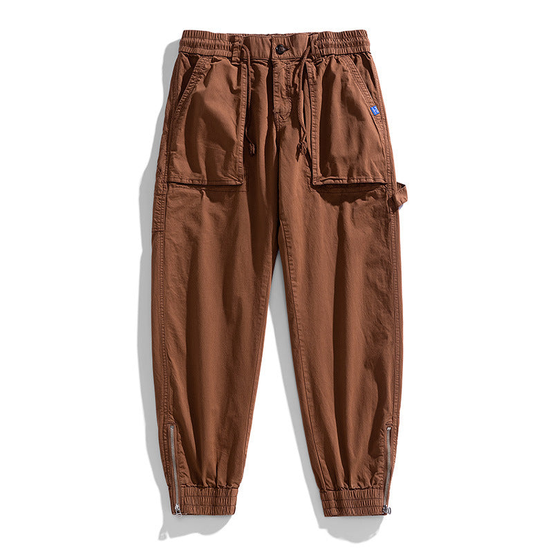 Herren Workwear-Cargohose im Tech-Joggerstil mit aufgesetzten Fronttaschen, Hammer-Schlaufe und Knöchel-Reißverschlüssen Drune