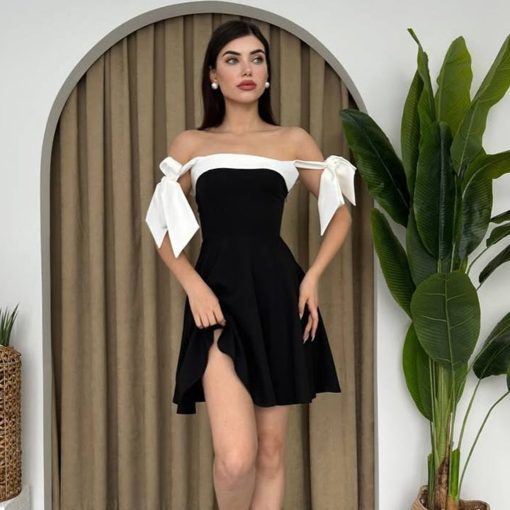 Damen modisches Sommerkleid mit Schleifen-Trägern und schmeichelndem Schnitt Drune