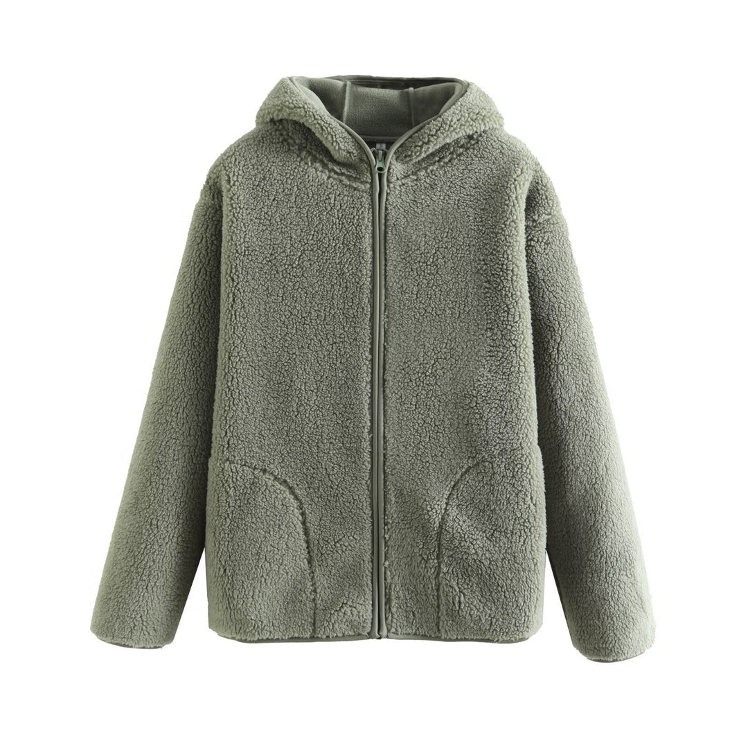 Damen Kuschelige Fleecejacke mit Kapuze und praktischen Taschen Drune