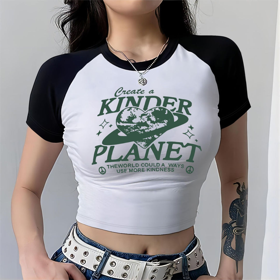 Damen Crop-Top mit motivierendem Schriftzug und lässigem Schnitt Drune