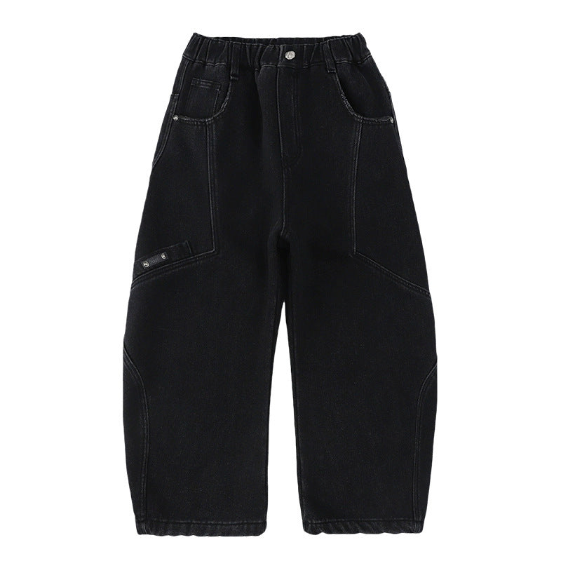 Unisex weite Cargo-Jeans mit kreativen Nähten Drune