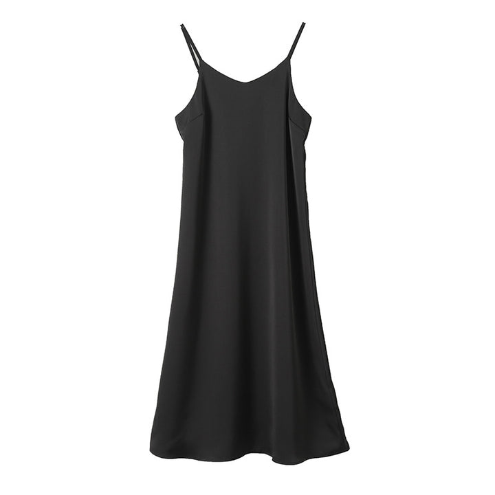 Damen elegantes Maxikleid mit dünnen Spaghettiträgern und fließendem Schnitt Drune