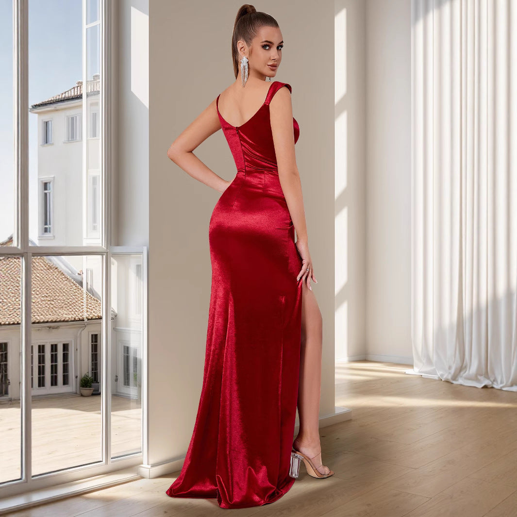Damen Figurumspielendes Abendkleid mit Herzausschnitt und dezenter Drapierung Drune