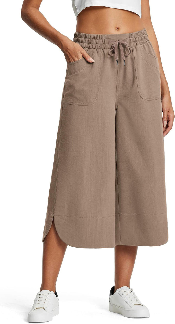 Damen lässige Culotte mit elastischem Bund und praktischen Seitentaschen Drune