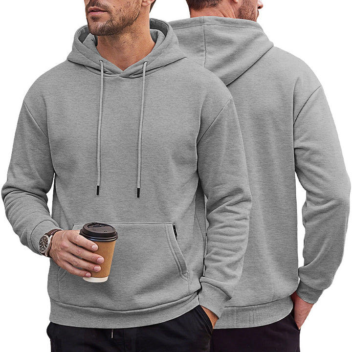 Herren Kapuzenpullover aus weichem Fleece mit Kängurutasche und verstellbarer Kapuze Drune
