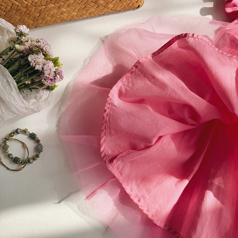 Mädchen Tüll Rüschdress mit Schleifenakzenten Drune