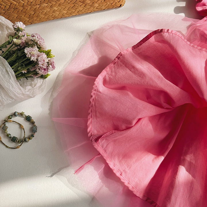 Mädchen Tüll Rüschdress mit Schleifenakzenten Drune