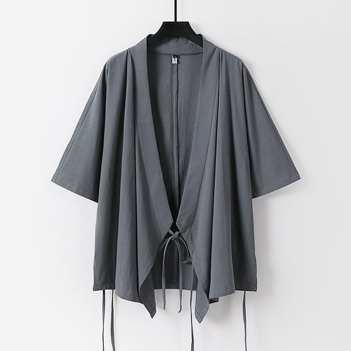Damen locker fallende Kimono-Jacke mit Bindegürtel Drune