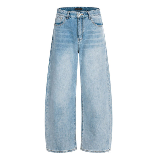 Damen Weite Cropped-Denim-Culotte mit hoher Taille und Fünf‑Taschen‑Details Drune