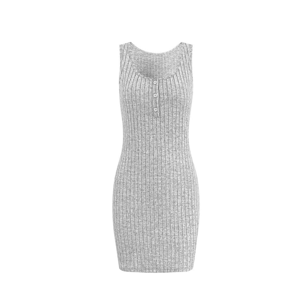 Damen Geripptes Twinset aus figurbetontem Träger-Strickkleid und Offenem Longcardigan Drune