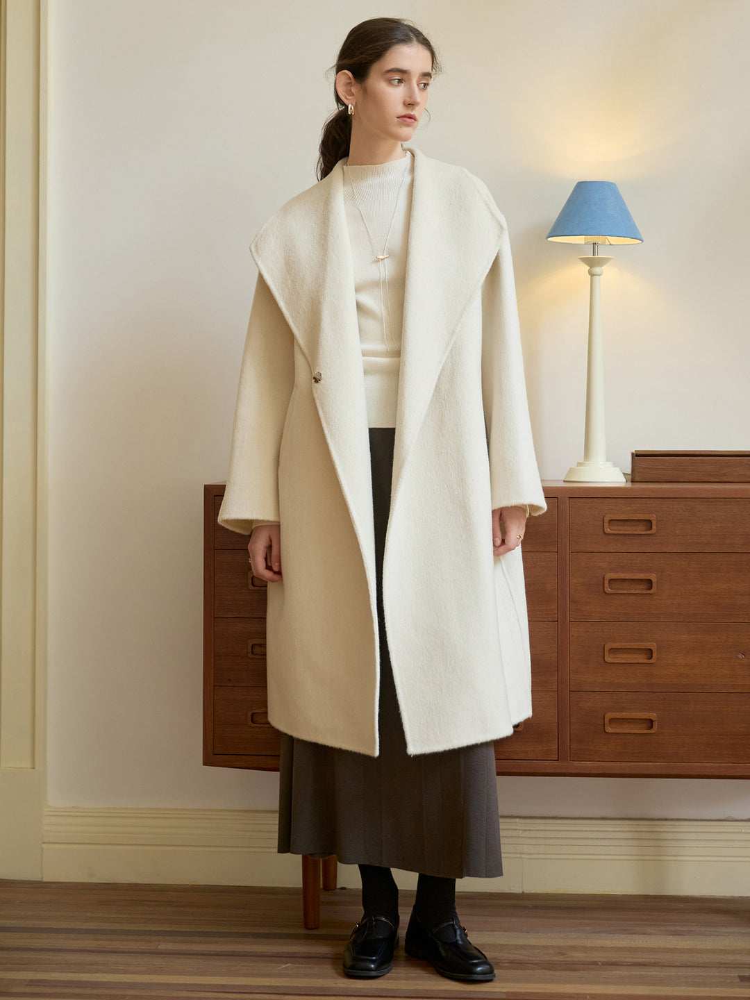 Drune | Übergröße Langmantel Minimalistisches Wickeldesign