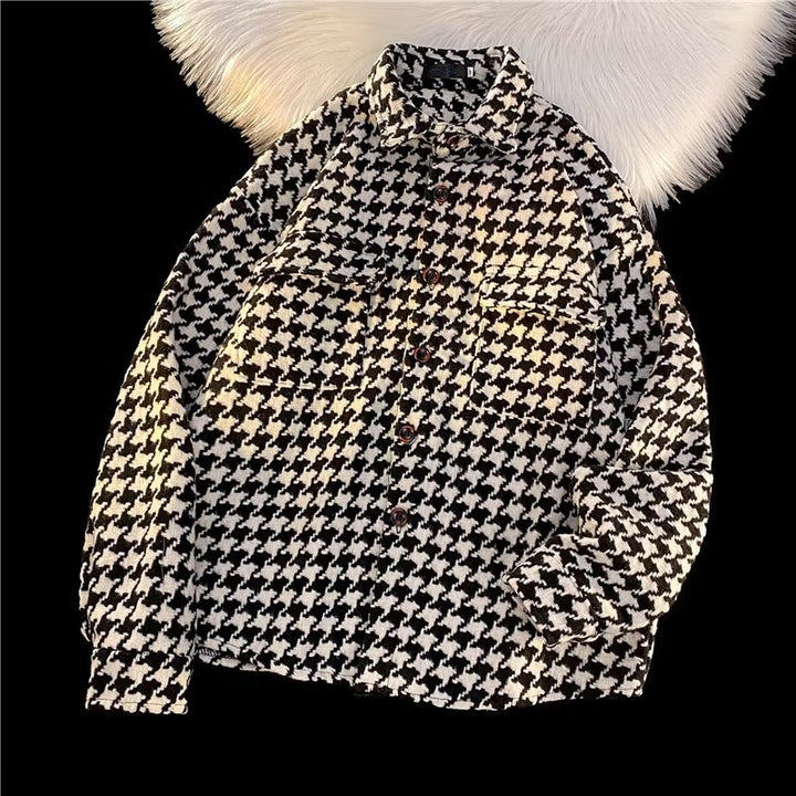Damen strukturiertes Houndstooth-Hemd Drune