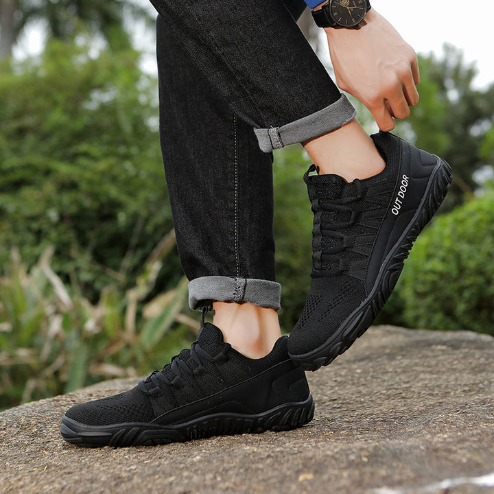 Herren leichte Outdoor-Trailrunning-Sneaker mit atmungsaktivem Strickoberteil, verstärkter Zehenkappe und griffiger Offroad-Laufsohle Drune