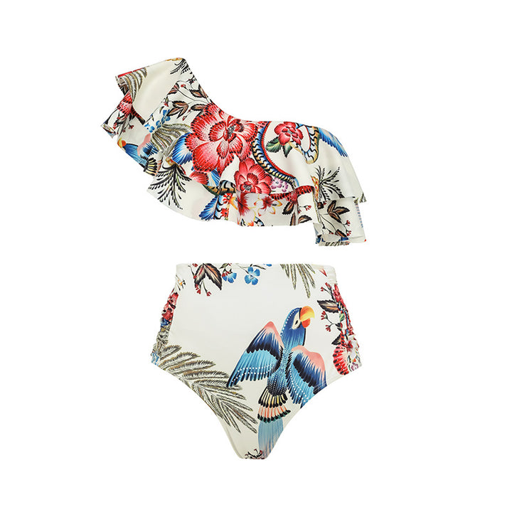 Damen Badeanzug-Set mit floralen Rüschen und taillierter Shorts Drune
