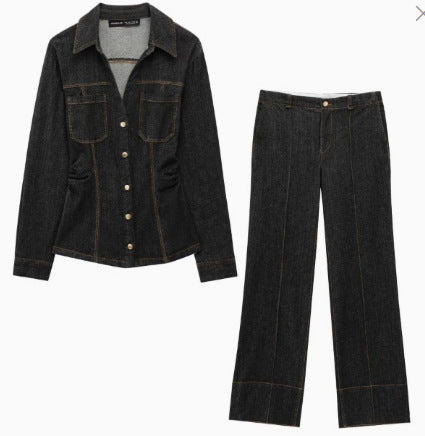 Damen 600+ taillierte Jeansjacke mit Brusttaschen und figurformenden Abnähern Drune